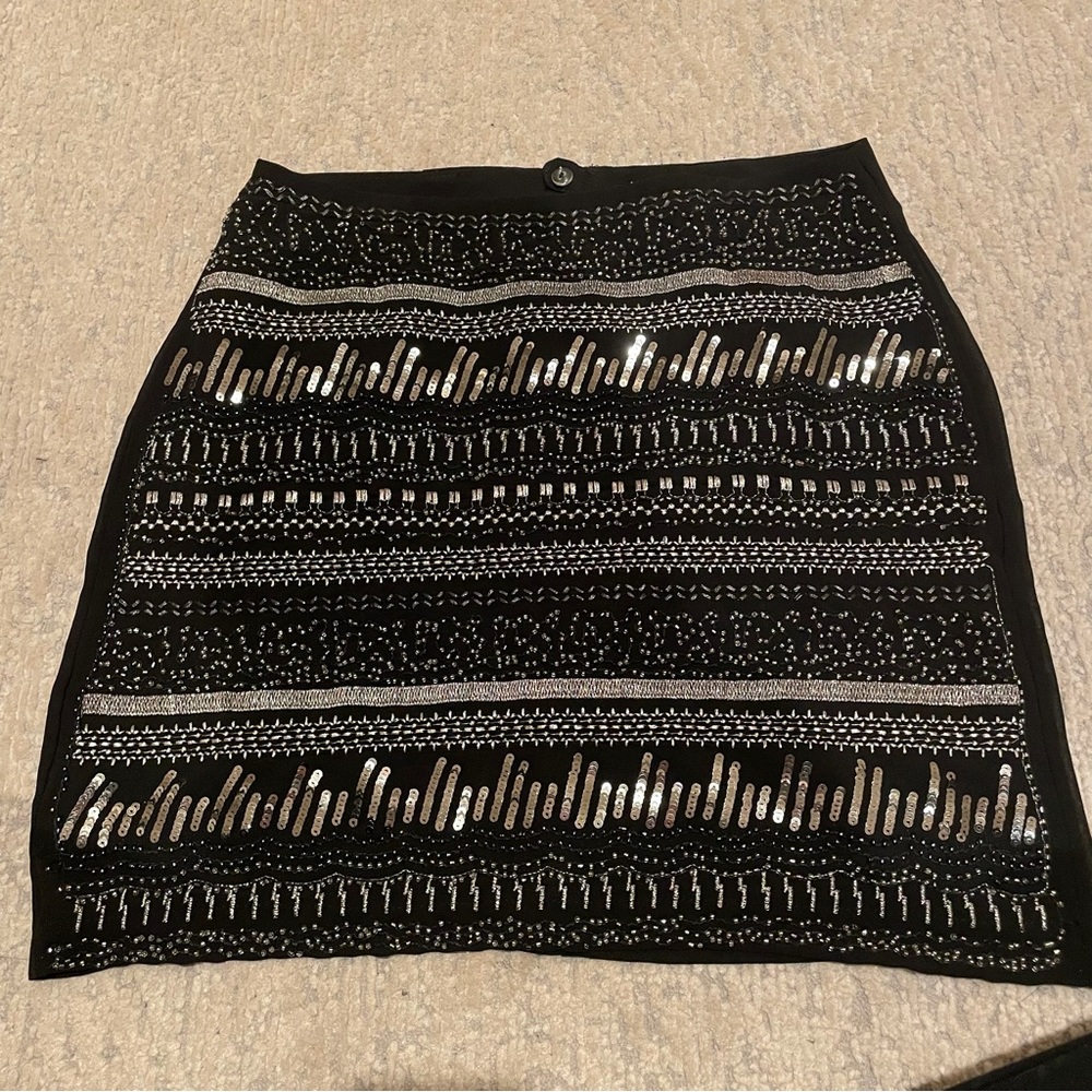 Sequence and beaded mini skirt